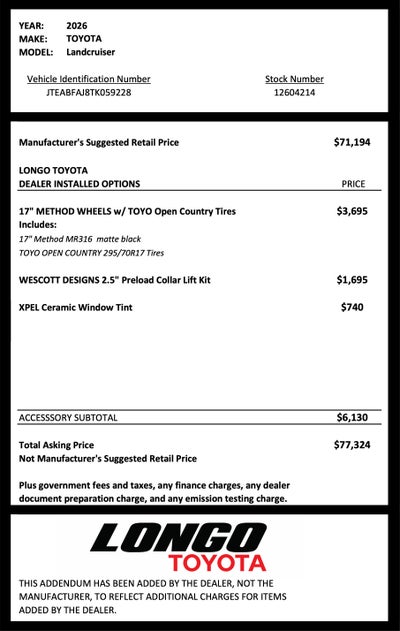 2026 Toyota Land Cruiser Base