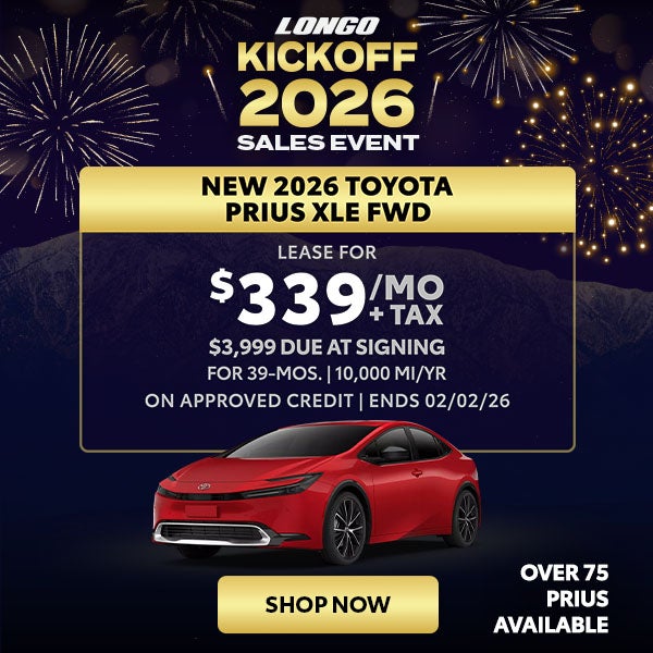 Lease a new 2026 Toyota Prius XLE for $339/mo + tax
