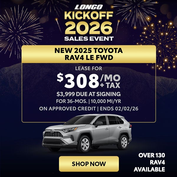 Lease a new 2025 Toyota RAV4 LE for $308/mo + tax