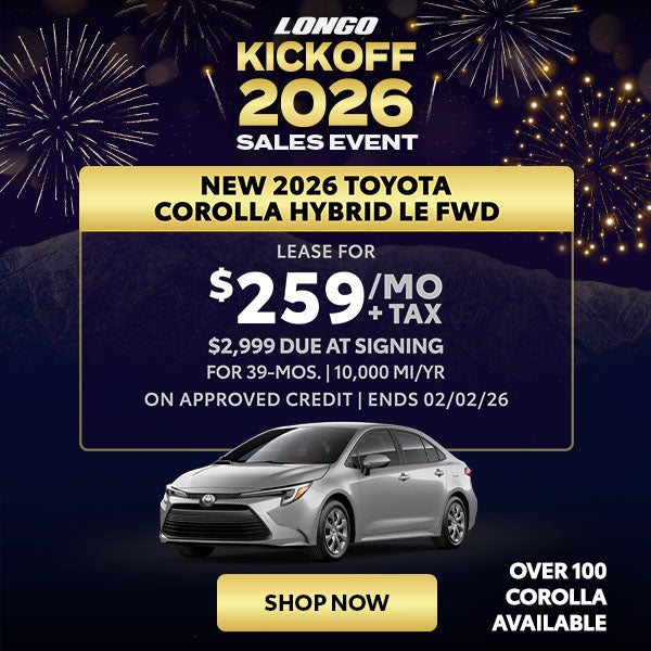 Lease a new 2026 Toyota Corolla Hybrid LE for $259/mo + tax