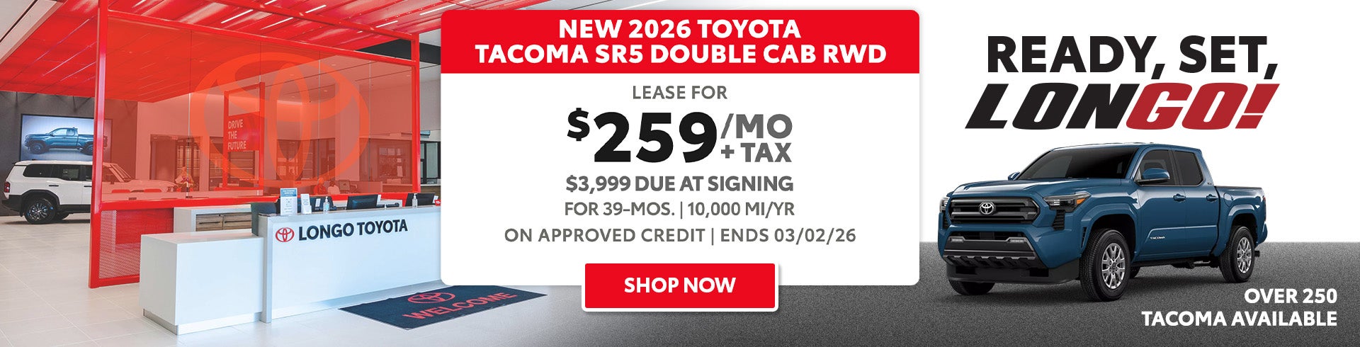 Lease a new Tacoma for $259/mo + tax