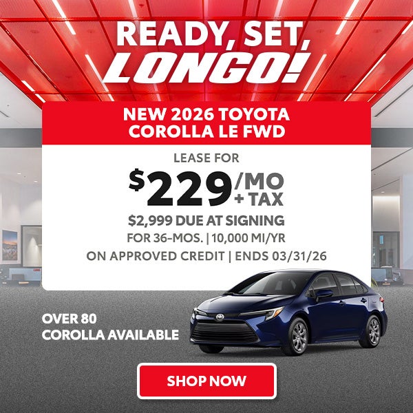 Lease a new 2026 Corolla for $229/mo + tax