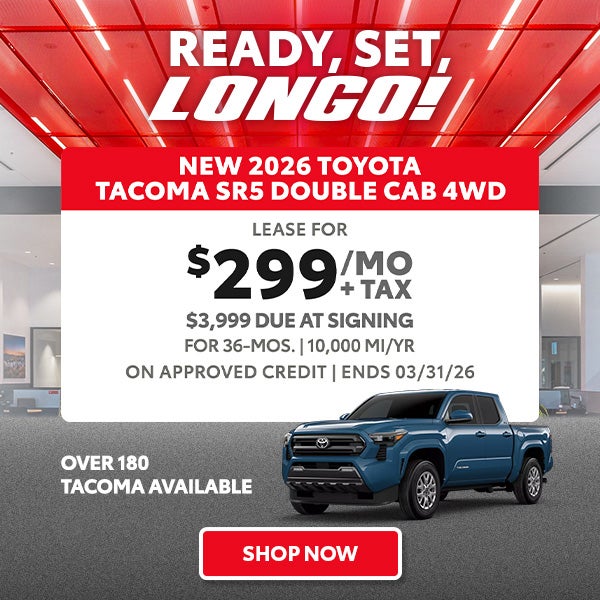 Lease a 2026 Tacoma SR5 for $299/mo + tax