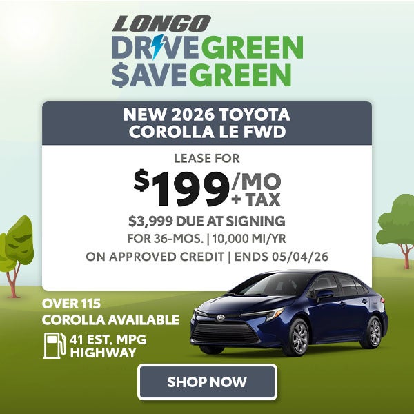 Lease a 2026 Corolla for $199/mo + tax
