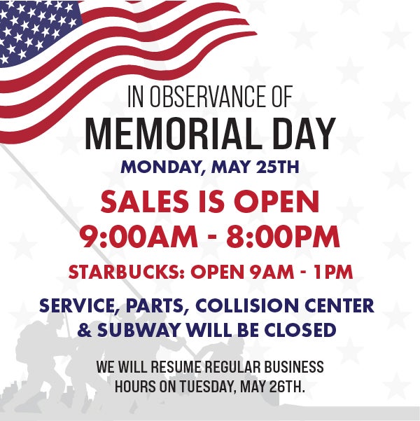 Memorial Day Hours