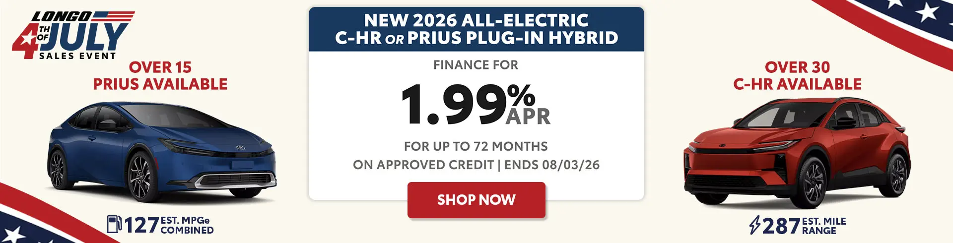Finance a new 2026 C-HR or Prius Plug-In for 1.99% APR