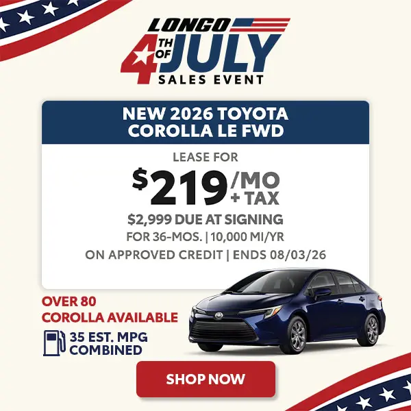 Lease a new 2026 Corolla for $219/mo + tax