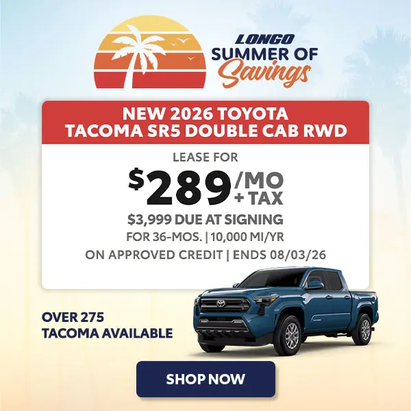 Lease a new Tacoma SR5 for $289/mo + tax