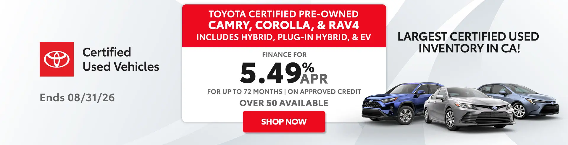Finance a Toyota Certified Pre-Owned Vehicle for 5.49% APR