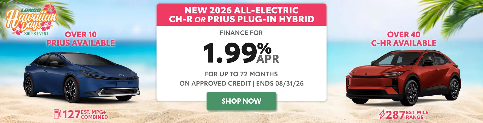 Finance a new 2026 C-HR or Prius Plug-In for 1.99% APR