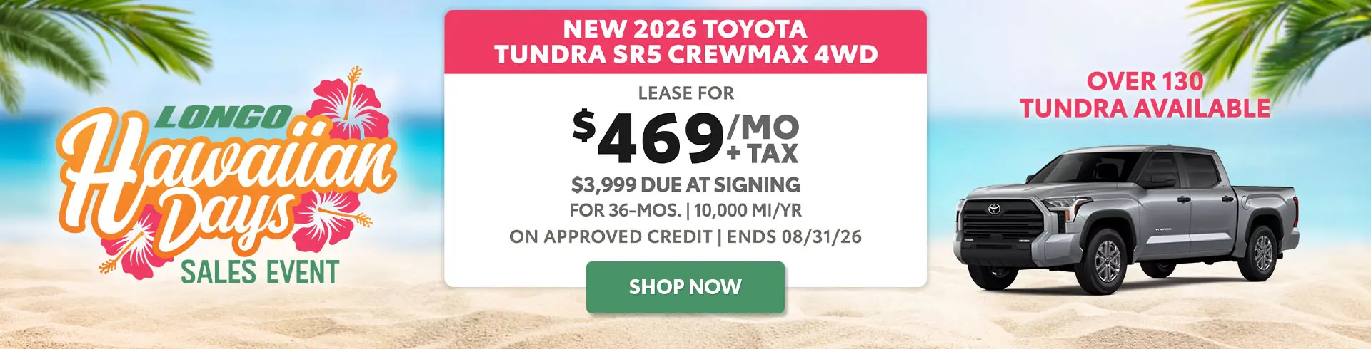 Lease a 2026 Tundra SR5 for $469/mo + tax