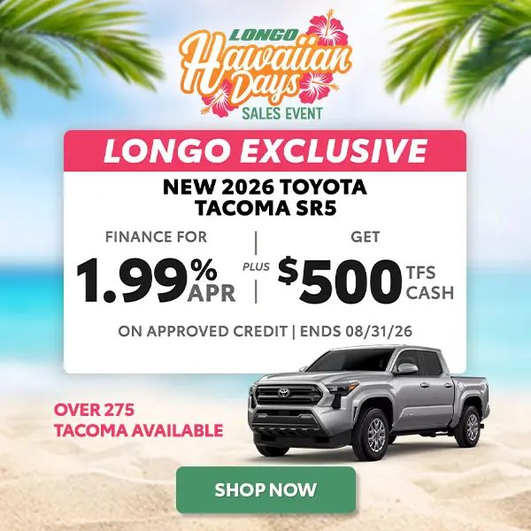 Finance a new 2026 Tacoma SR5 for 1.99% APR + Get $500 TFS