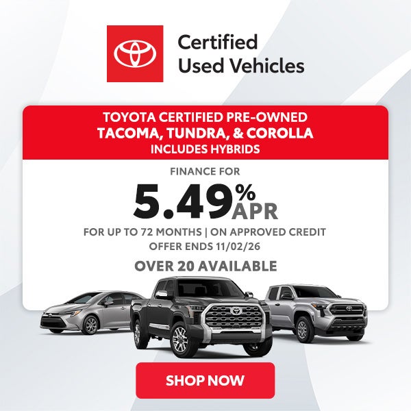 Finance a Toyota Certified Pre-Owned Vehicle for 5.49% APR