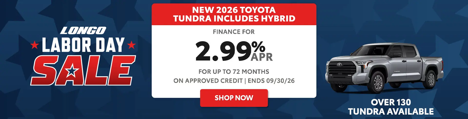 Finance a new 2026 Tundra for 2.99% APR