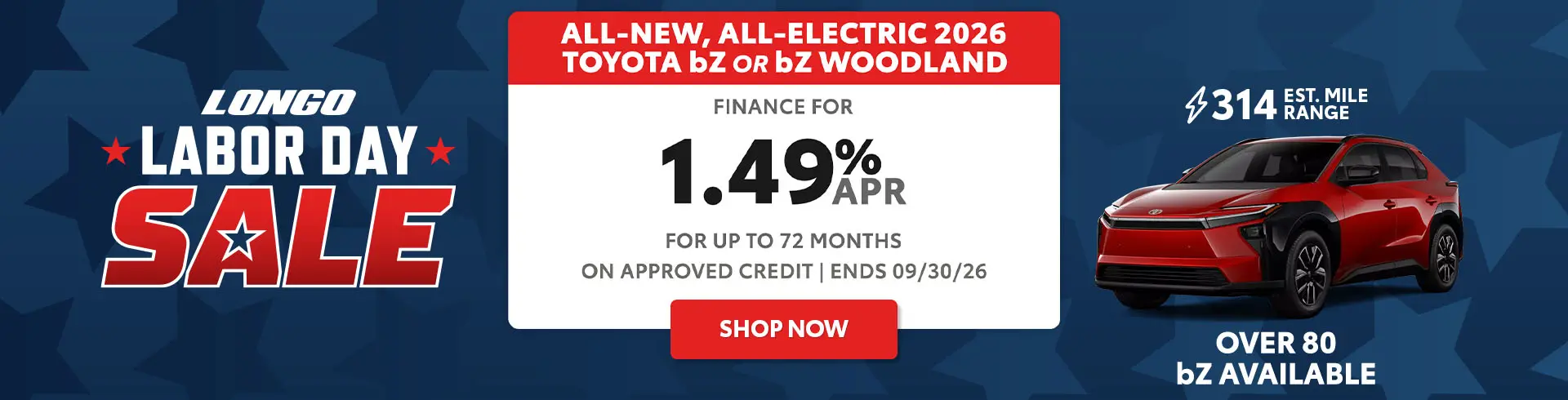 Finance a bZ or bZ Woodland for 1.49% APR up to 72 mos