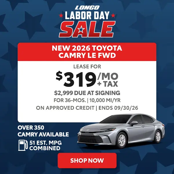 Lease a new 2026 Camry for $319/mo + tax