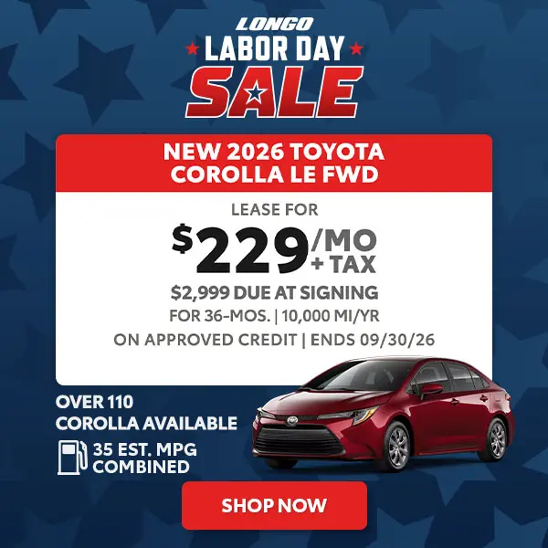 Lease a new 2026 Corolla for $229/mo + tax