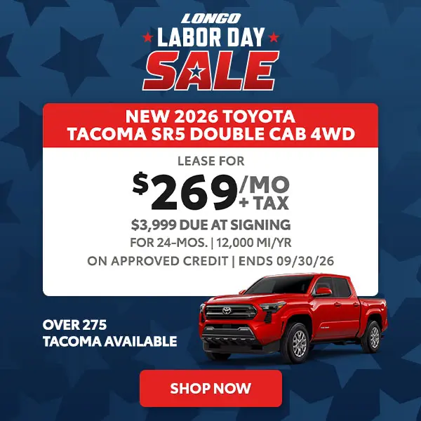 Lease a new 2026 Tacoma SR5 for $269/mo + tax