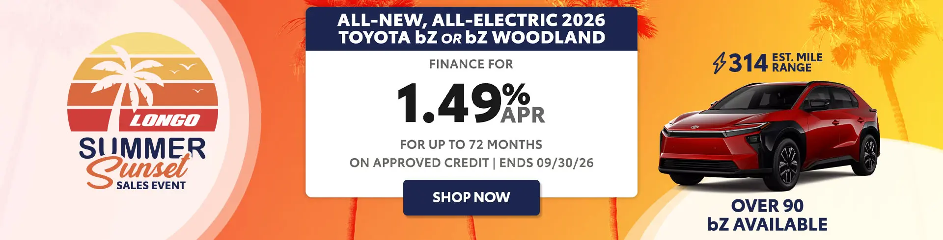 Finance a bZ or bZ Woodland for 1.49% APR up to 72 mos