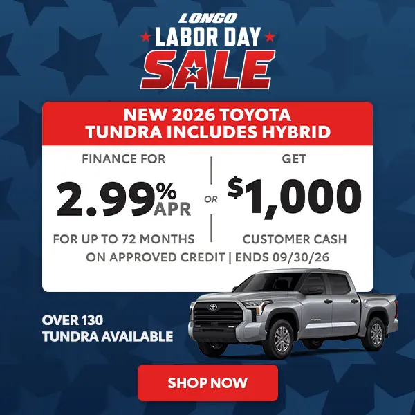 Finance a new 2026 Tundra for 2.99% APR