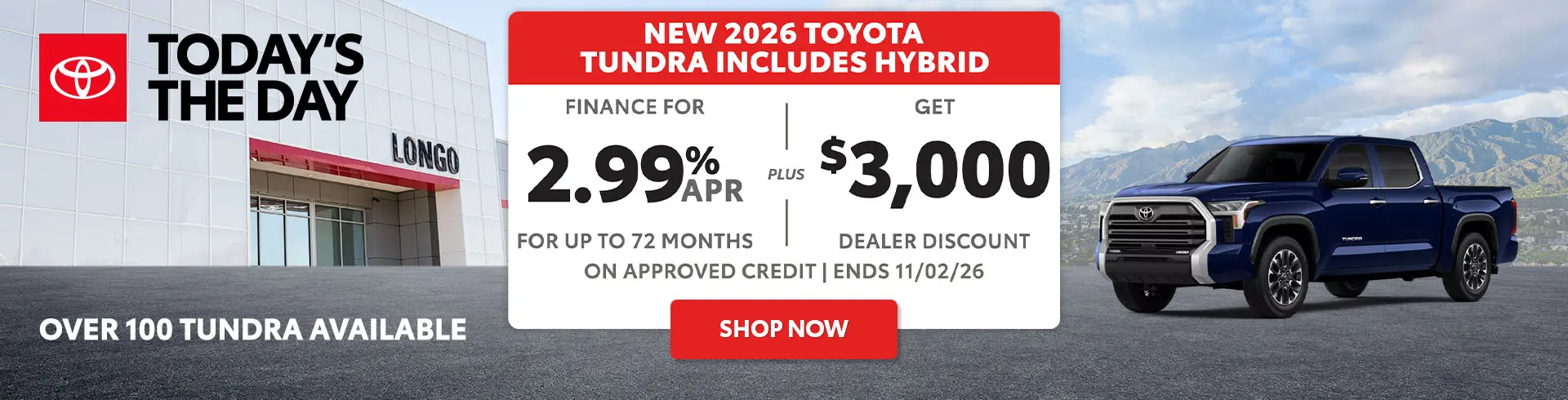 Finance a new 2026 Tundra for 2.99% APR