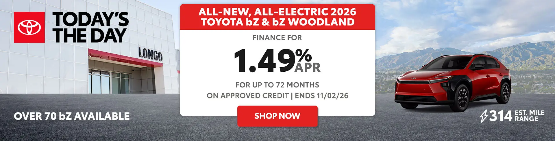 Finance a bZ or bZ Woodland for 1.49% APR up to 72 mos
