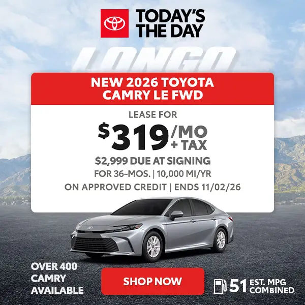 Lease a new Camry LE for $319/mo