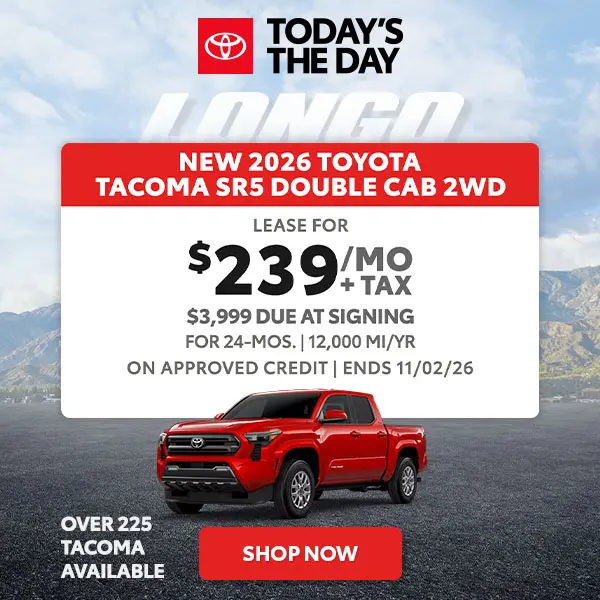 Lease a new 2026 Tacoma SR5 for $239/mo + tax