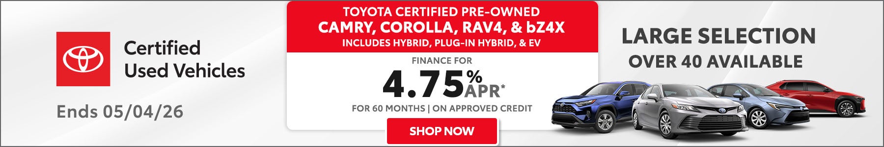 Shop Toyota Certified Pre-Owned Vehicles